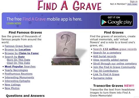 findagrave|Find a Grave Index .